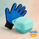 Kit Limpeza Pet PREMIUM – Luva Tira Pelos & Escova Massageadora c/ Dispenser